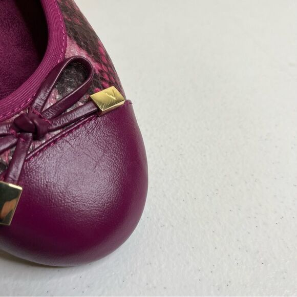 Vionic Minna Purple Leather Cap Toe Bow Snakeskin Ballet Flats Slip On Women 7 - Picture 11 of 14